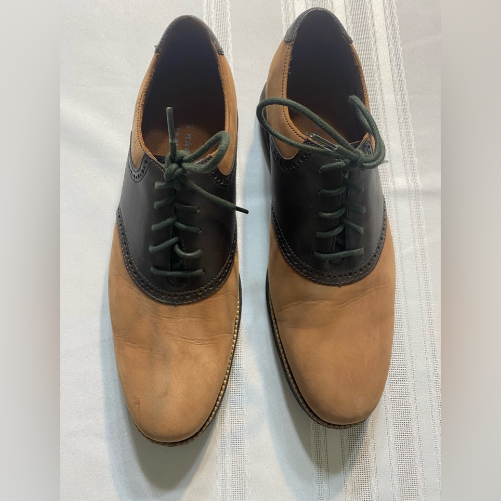 Cole Haan mens dress shoes Oxford loafers suede leather brown 12M c24923